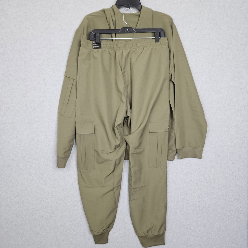 Adidas Men Olive Green Full Zip Cargo Woven Tracksuit Set Size Large‎ JL8604 New - Picture 5 of 13
